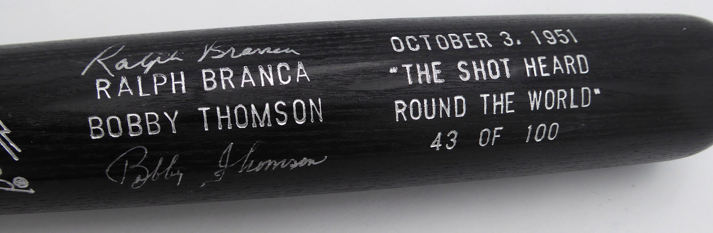 Bobby Thomson & Ralph Branca Autographed Louisville Slugger Bat The Shot Heard Round The World Beckett BAS QR #BP55329