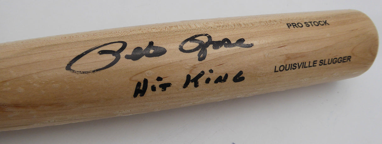 Pete Rose Autographed Louisville Slugger Bat Cincinnati Reds "Hit King" Damaged Beckett BAS QR #W787905