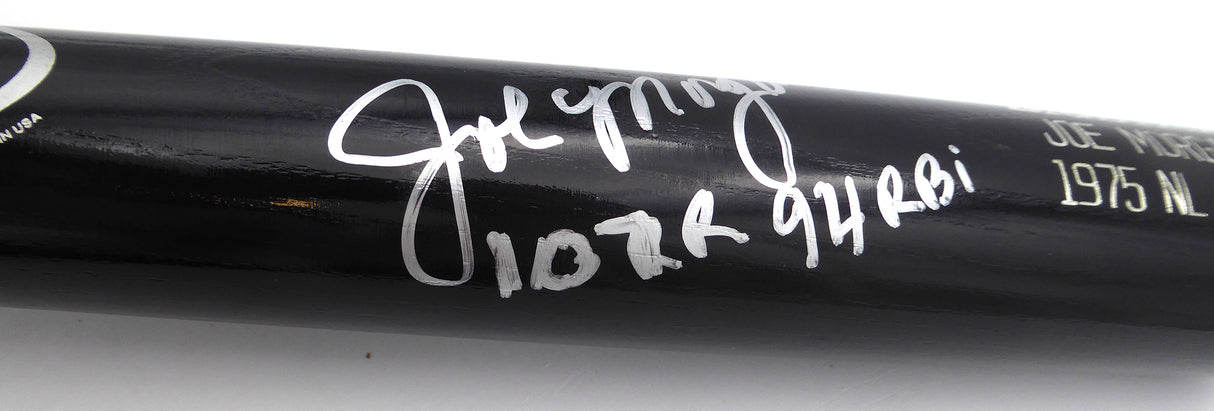 Joe Morgan Autographed Rawlings Bat Cincinnati Reds "107 R, 94 RBI" Beckett BAS QR #BP55335