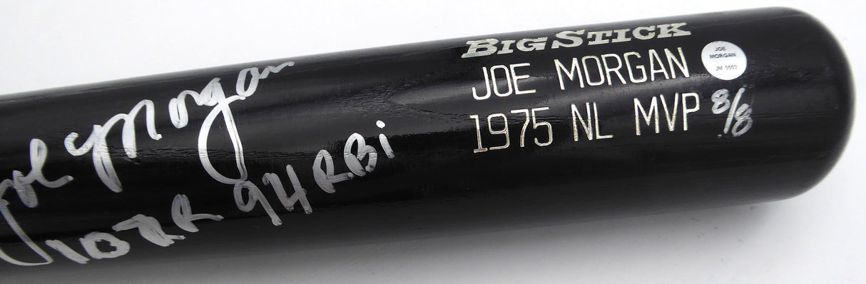 Joe Morgan Autographed Rawlings Bat Cincinnati Reds "107 R, 94 RBI" Beckett BAS QR #BP55335