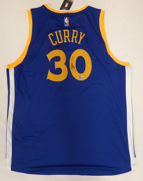 Golden State Warriors Stephen Curry Autographed Blue Nike Jersey Beckett BAS QR #AB01380