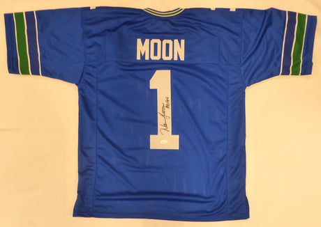 Seattle Seahawks Warren Moon Autographed Blue Jersey JSA #WA200607