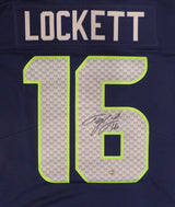 Seattle Seahawks Tyler Lockett Autographed Blue Nike Jersey MCS Holo #90772