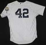 New York Yankees Mariano Rivera Autographed White Majestic Game Model w/ Rivera Patch Jersey Beckett BAS QR #BP55355