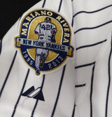 New York Yankees Mariano Rivera Autographed White Majestic Game Model w/ Rivera Patch Jersey Beckett BAS QR #BP55355