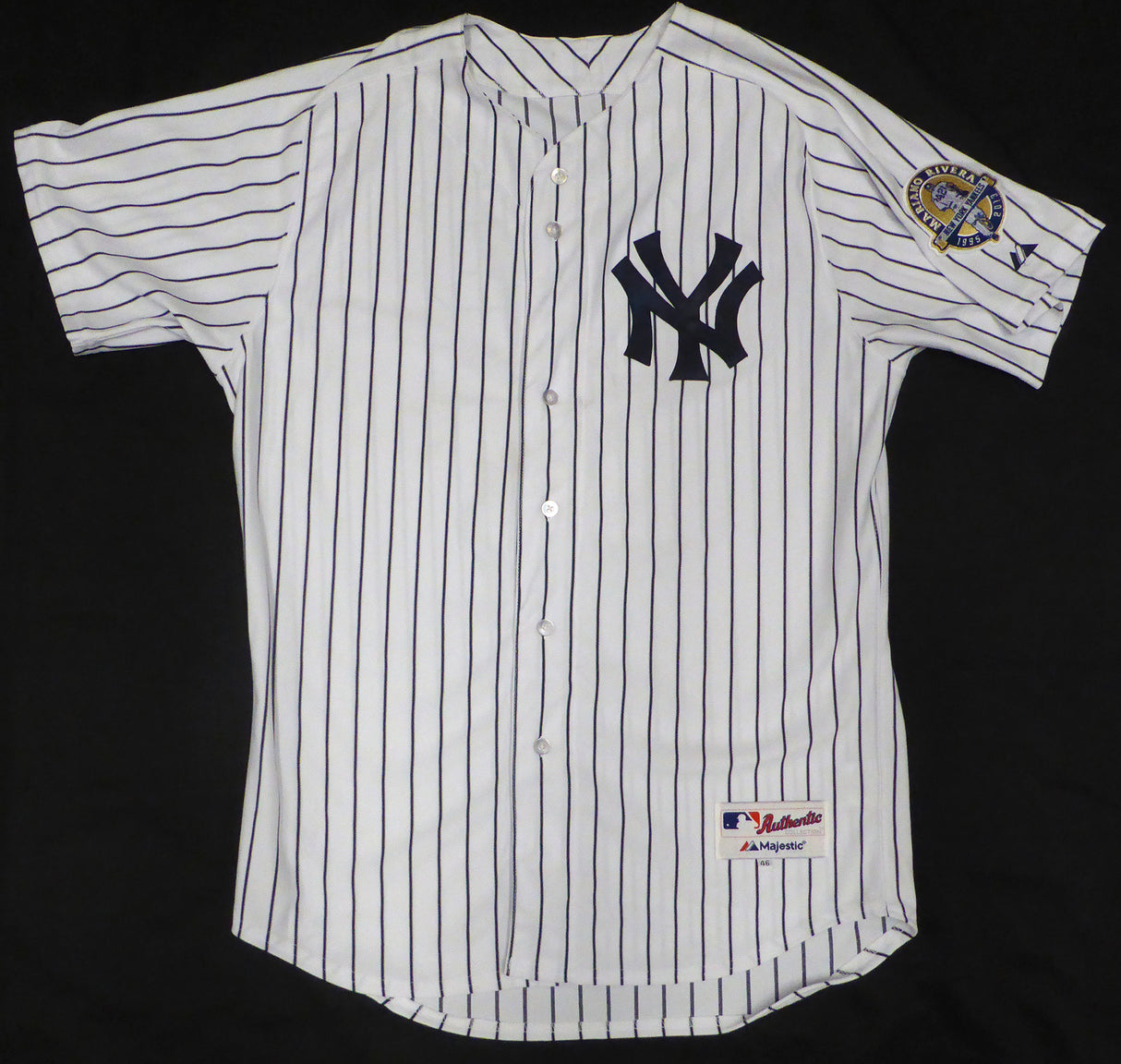 New York Yankees Mariano Rivera Autographed White Majestic Game Model w/ Rivera Patch Jersey Beckett BAS QR #BP55355