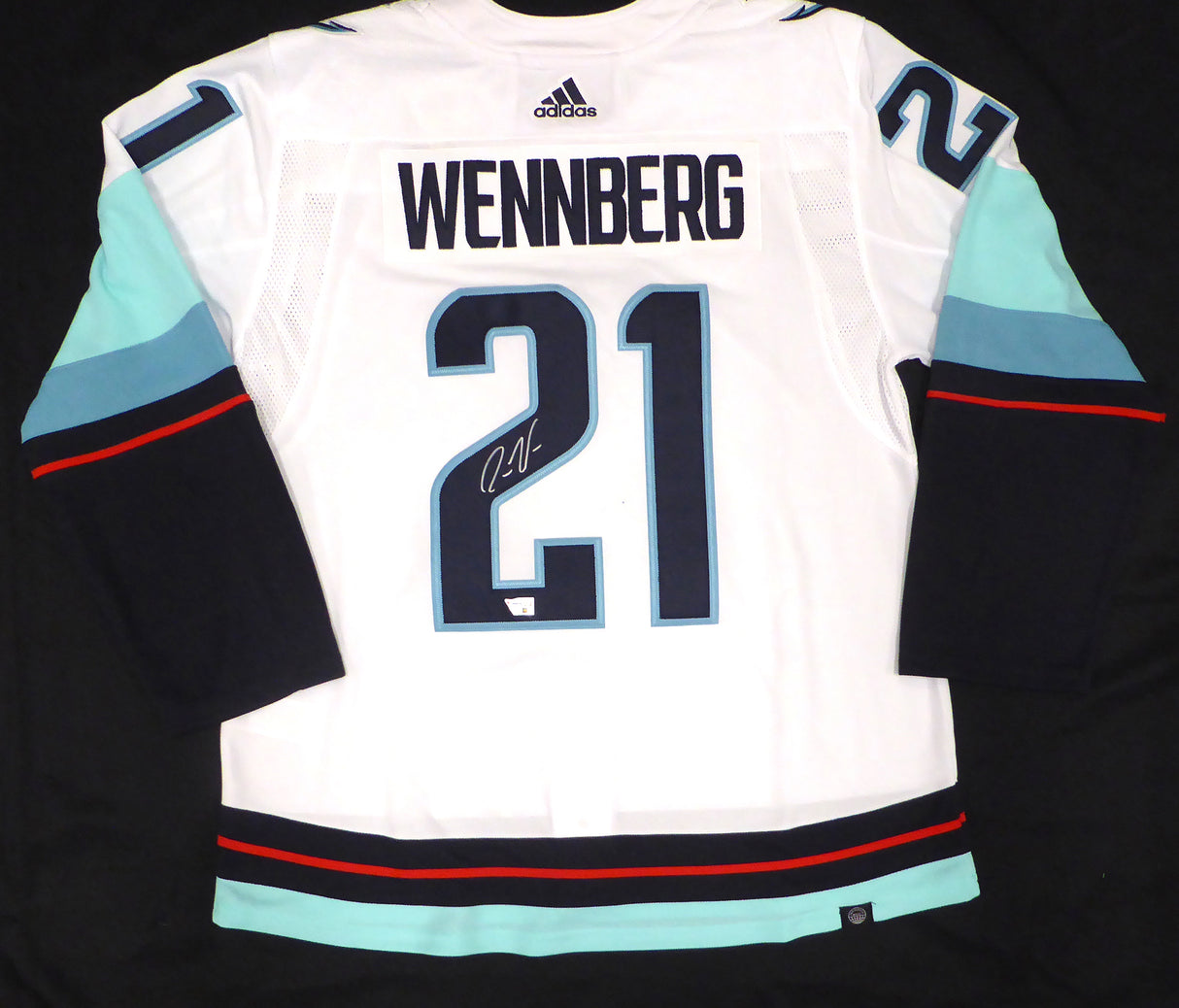 Seattle Kraken Alex Wennberg Autographed White Adidas Jersey Fanatics Holo #XP14250828