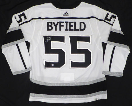 Los Angeles Kings Quinton Byfield Autographed White Adidas Jersey UDA Holo #BAM174191