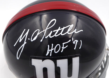 Y.A. Tittle Autographed New York Giants Mini Helmet "HOF 71" TriStar Holo #7798955