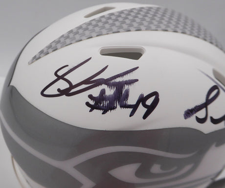 Shaquem & Shaquill Griffin Autographed Seattle Seahawks White Ice Mini Helmet (Smudged) MCS Holo #79471