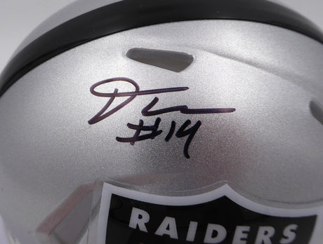 DJ D.J. Turner Autographed Las Vegas Raiders Mini Helmet "Just Win Baby" Beckett BAS QR #2W133361