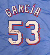 Texas Rangers Adolis Garcia Autographed Blue Jersey Beckett BAS QR #1W188200