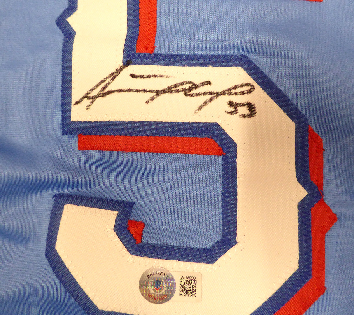 Texas Rangers Adolis Garcia Autographed Blue Jersey Beckett BAS QR #1W188200