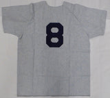 New York Yankees Yogi Berra Autographed Gray Jersey Beckett BAS QR #BN14537