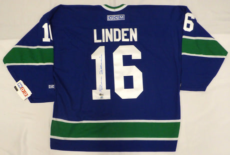 Vancouver Canucks Trevor Linden Autographed Blue CCM Jersey Beckett BAS QR #BP55358