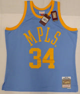 Los Angeles Lakers Shaquille Shaq O'Neal Autographed Blue Mitchell & Ness Jersey Beckett BAS QR #WU13474