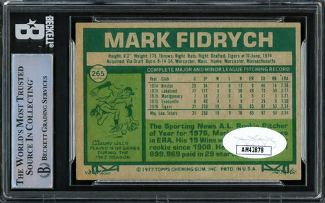 Mark "The Bird" Fidrych Autographed 1977 Topps Rookie Card #265 Detroit Tigers Beckett BAS #16545550