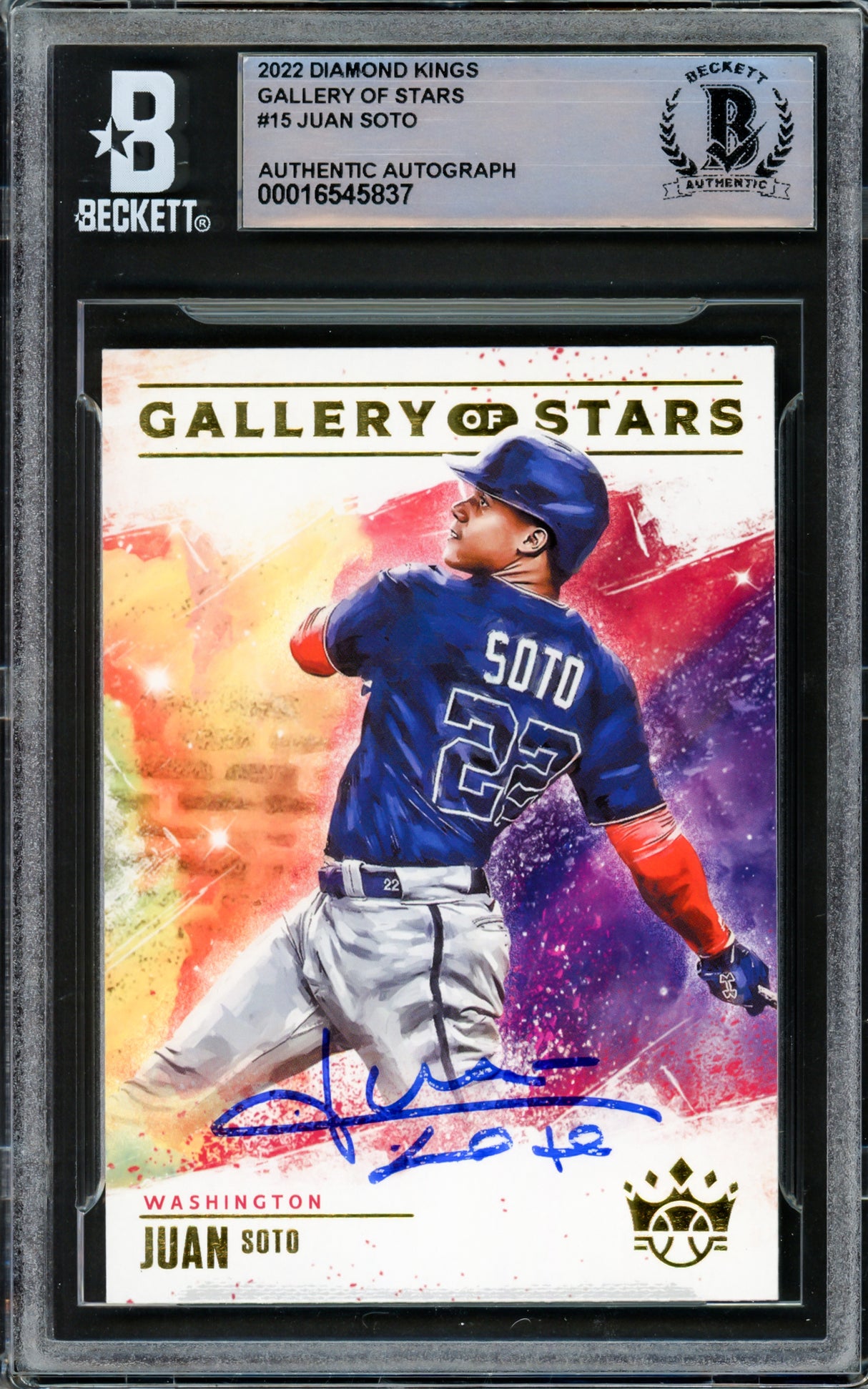 Juan Soto Autographed 2022 Diamond Kings Gallery Stars Card #GS-15 Washington Nationals Beckett BAS #16545837