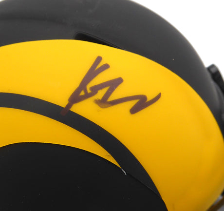 Kyren Williams Autographed Los Angeles Rams Eclipse Black Mini Helmet (Smudged) Beckett BAS QR #BM05434