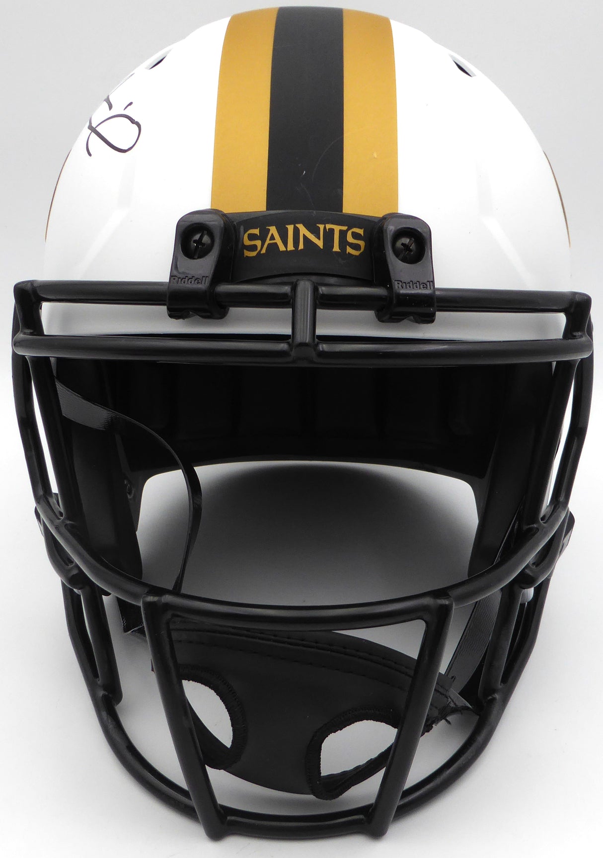 Alvin Kamara Autographed Lunar Eclipse White Full Size Replica Helmet New Orleans Saints (Smudged) Beckett BAS #1W403050