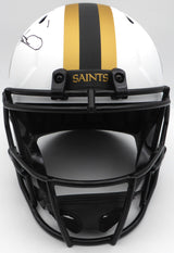 Alvin Kamara Autographed Lunar Eclipse White Full Size Replica Helmet New Orleans Saints Beckett BAS QR #1W403071