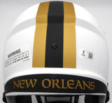 Alvin Kamara Autographed Lunar Eclipse White Full Size Replica Helmet New Orleans Saints Beckett BAS QR #1W403071