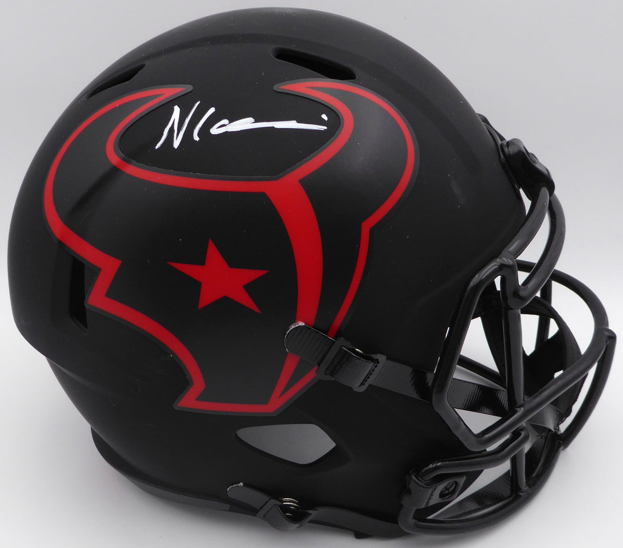 Nico Collins Autographed Eclipse Black Full Size Replica Helmet Houston Texans (Scratches) Beckett BAS QR #1W433069