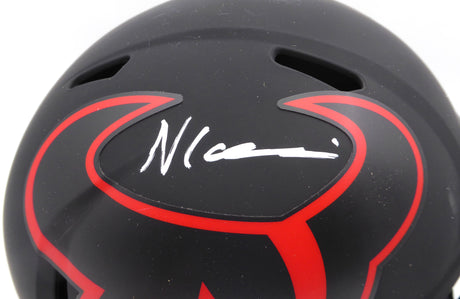 Nico Collins Autographed Eclipse Black Full Size Replica Helmet Houston Texans (Scratches) Beckett BAS QR #1W433069