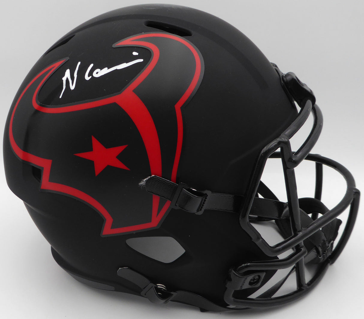 Nico Collins Autographed Eclipse Black Full Size Replica Helmet Houston Texans (Scratches) Beckett BAS QR #1W433073