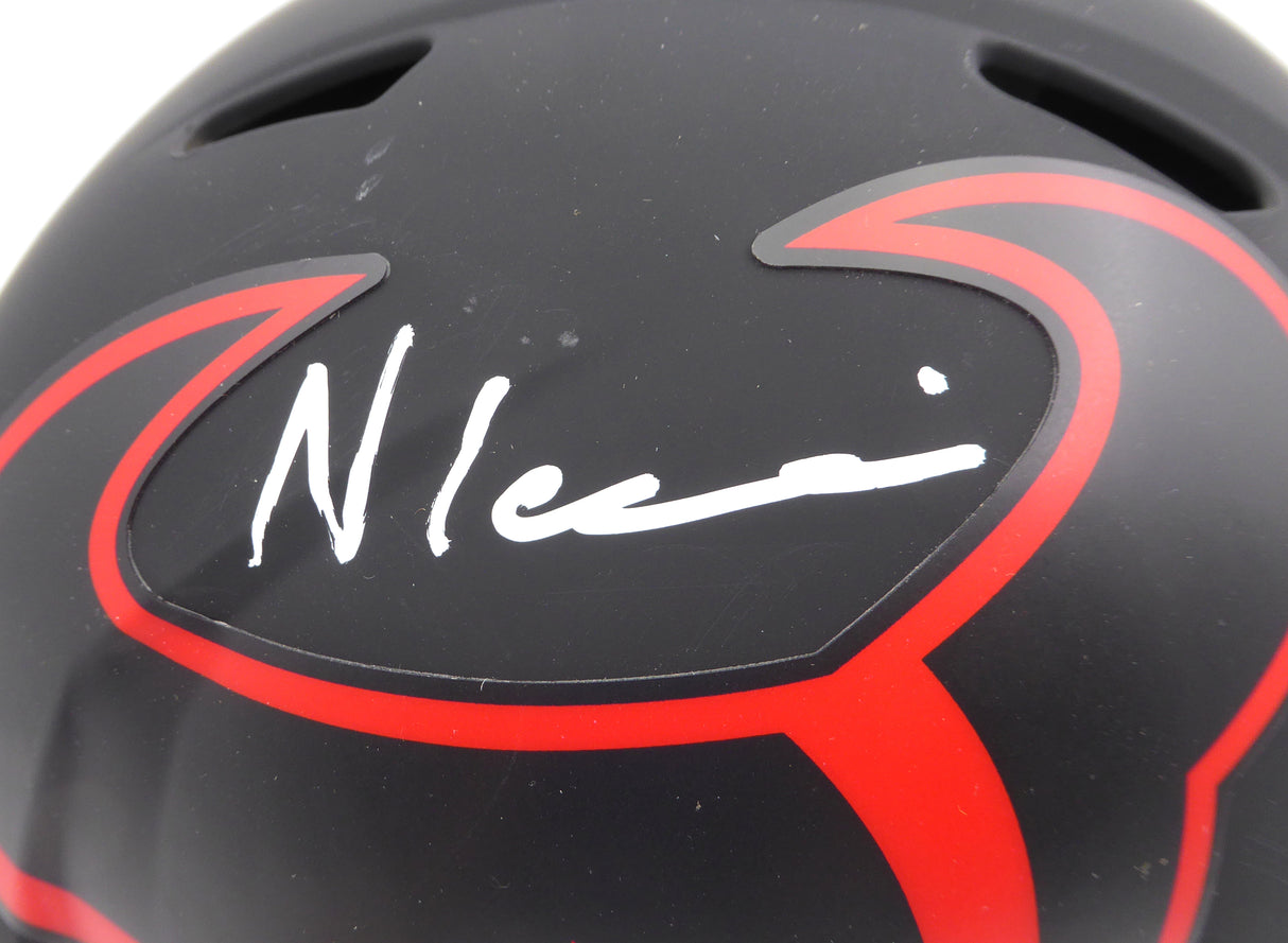 Nico Collins Autographed Eclipse Black Full Size Replica Helmet Houston Texans (Scratches) Beckett BAS QR #1W433071