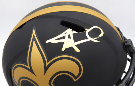 Alvin Kamara Autographed Eclipse Black Full Size Replica Helmet New Orleans Saints Beckett BAS QR #1W403027