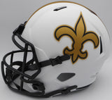 Alvin Kamara Autographed Lunar Eclipse White Full Size Replica Helmet New Orleans Saints (Smudged) Beckett BAS QR #1W403534