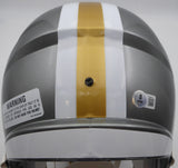 Alvin Kamara Autographed Flash Gold Full Size Replica Helmet New Orleans Saints (Smudged) Beckett BAS QR #1W403114