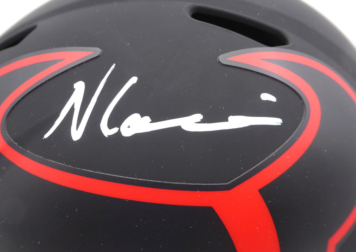 Nico Collins Autographed Eclipse Black Full Size Replica Helmet Houston Texans (Scratches) Beckett BAS QR #1W433083