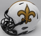 Alvin Kamara Autographed Lunar Eclipse White Full Size Replica Helmet New Orleans Saints Beckett BAS QR #1W403069