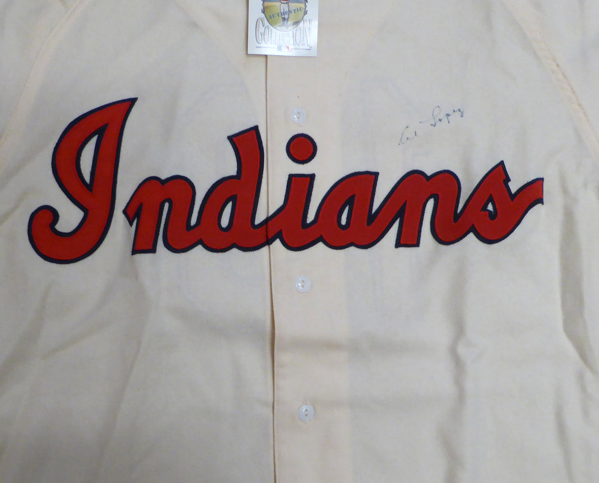 Cleveland Indians Al Lopez Autographed Cream Authentic Mitchell & Ness Jersey Size L Beckett BAS QR #BK44629