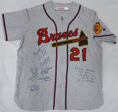 300 Win Club Autographed Jersey With 8 Signatures Including Nolan Ryan, Tom Seaver and Warren Spahn JSA #XX71926