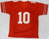 Ohio State Buckeyes Troy Smith Autographed Red Jersey "HT 06" Beckett BAS QR #WZ80695