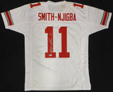 Ohio State Buckeyes Jaxon Smith-Njigba Autographed White Jersey Beckett BAS QR #WW79766