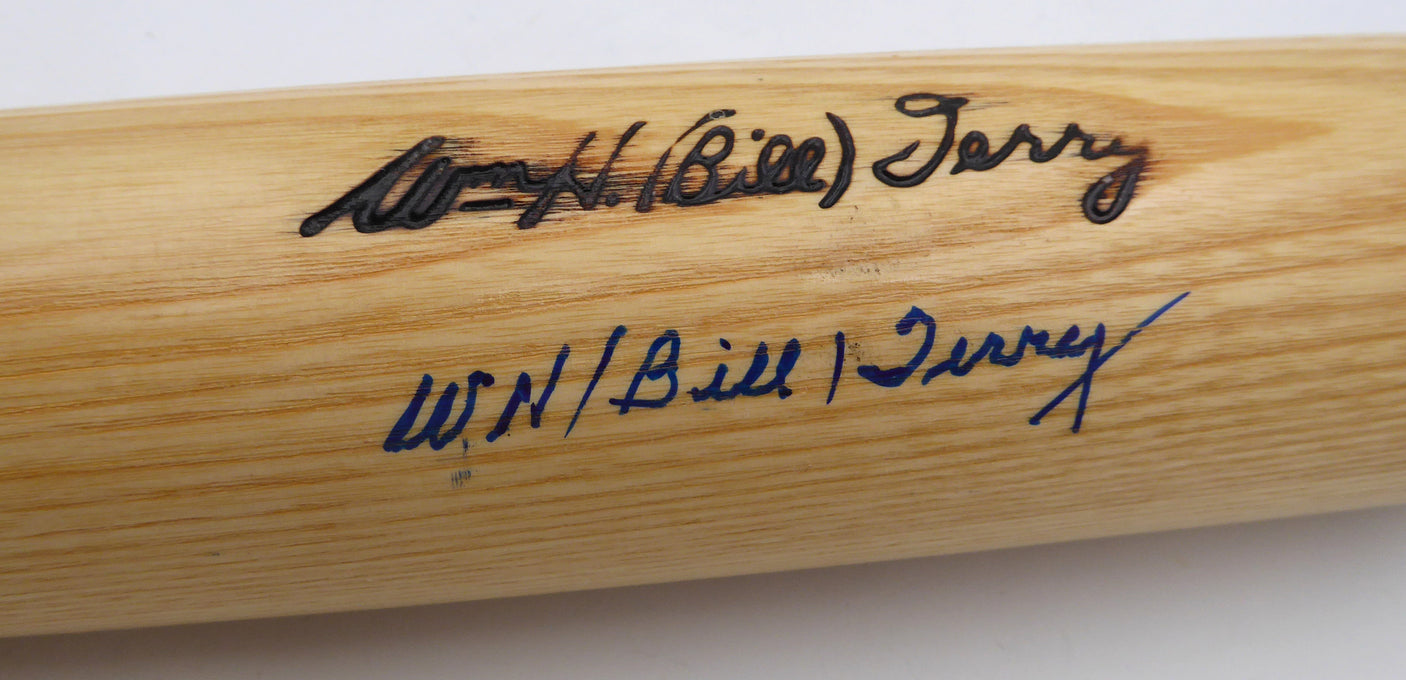 Will Bill Terry Autographed Blonde Louisville Slugger Bat New York Giants JSA #YY39714