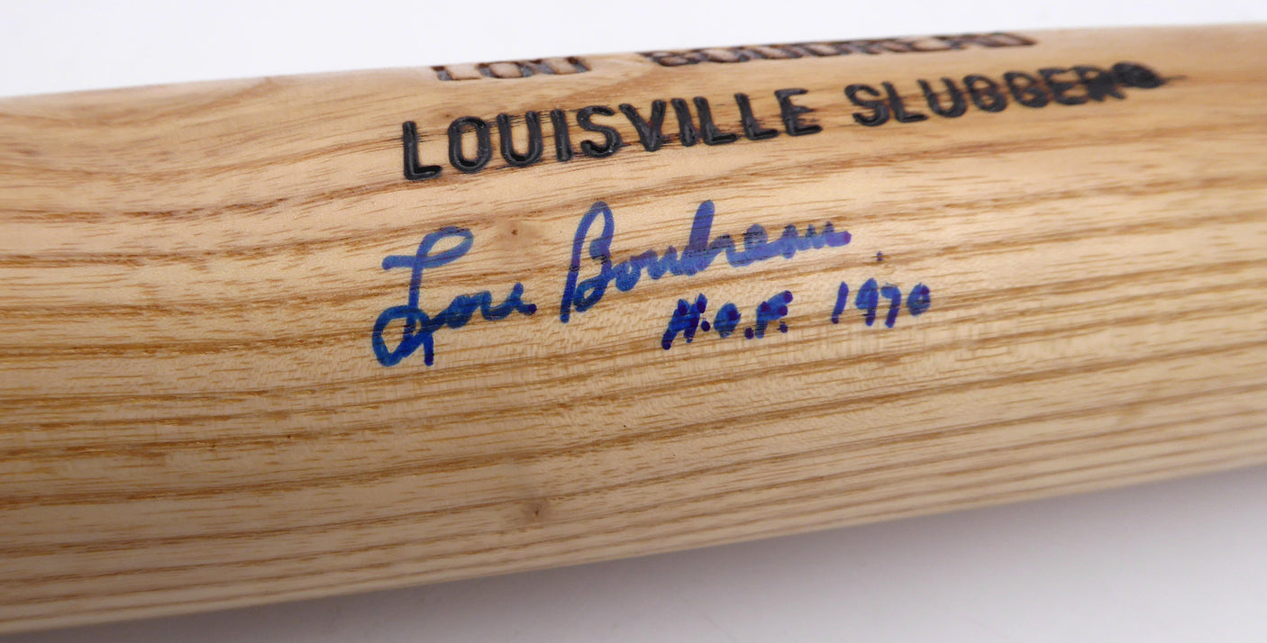 Lou Boudreau Autographed Louisville Slugger Bat Cleveland Indians "HOF 1970" Beckett BAS QR #BM37144