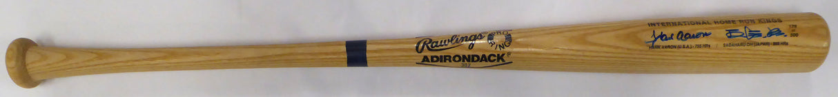 Hank Aaron & Sadaharu Oh Autographed Rawlings International HR Kings Bat Beckett BAS QR #AD43560