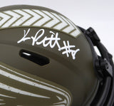 Kyle Pitts Autographed Atlanta Falcons Army Green Salute to Service Speed Mini Helmet Beckett BAS QR #1W528548