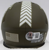 Kyle Pitts Autographed Atlanta Falcons Army Green Salute to Service Speed Mini Helmet Beckett BAS QR #1W528548