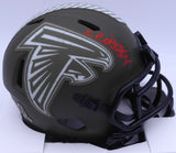 Kyle Pitts Autographed Atlanta Falcons Army Green Salute to Service Speed Mini Helmet Beckett BAS QR #1W528563