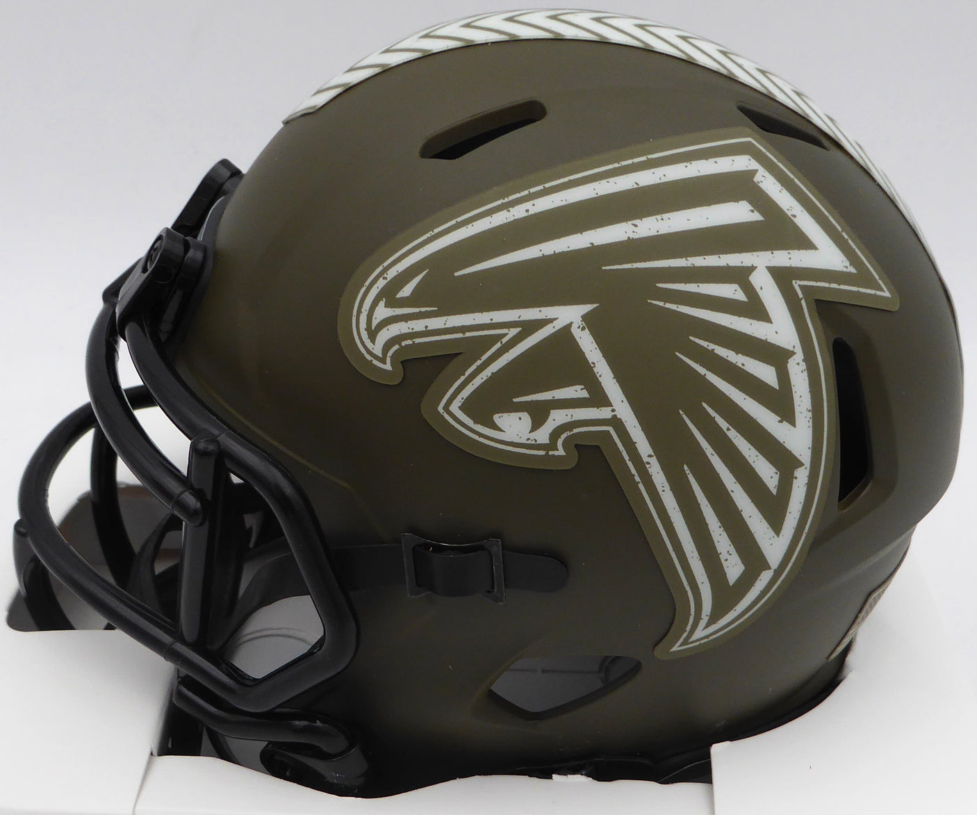 Kyle Pitts Autographed Atlanta Falcons Army Green Salute to Service Speed Mini Helmet Beckett BAS QR #1W528563