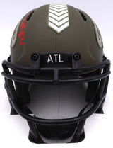 Kyle Pitts Autographed Atlanta Falcons Army Green Salute to Service Speed Mini Helmet Beckett BAS QR #1W528564