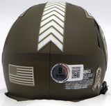 Kyle Pitts Autographed Atlanta Falcons Army Green Salute to Service Speed Mini Helmet Beckett BAS QR #1W528564