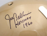 Roger Staubach "Heisman 63" & Joe Bellino "Heisman 1960" Autographed Gold Schutt Full Size Replica Helmet Navy Midshipmen JSA #WP92799