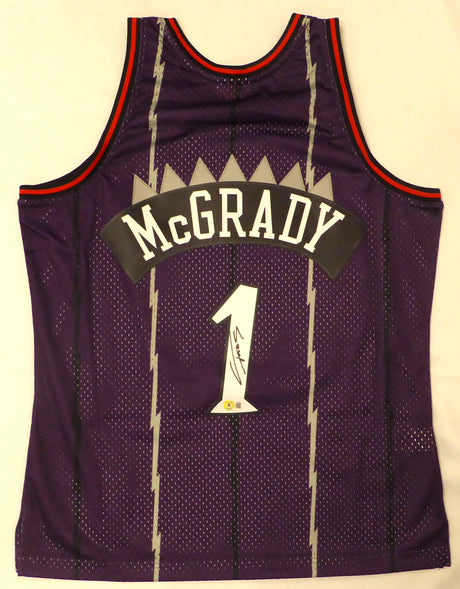 Toronto Raptors Tracy McGrady Autographed Purple Authentic Mitchell & Ness Jersey Beckett BAS QR #W619885